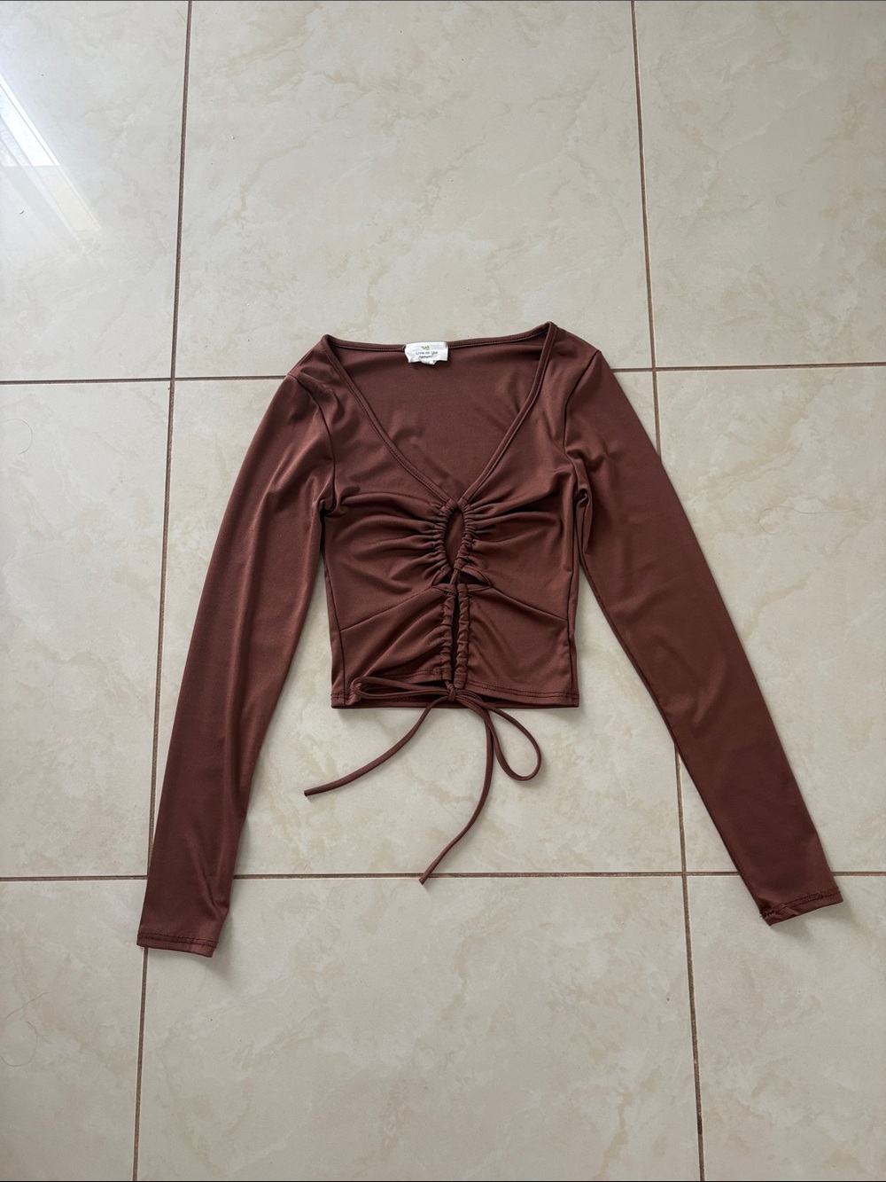 Marshalls Brown Ruched V-Neck Long Sleeve Top